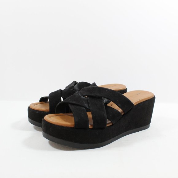 Caslon Women Cook Flatform Sandal - Black Suede 7M - Picture 1 of 3